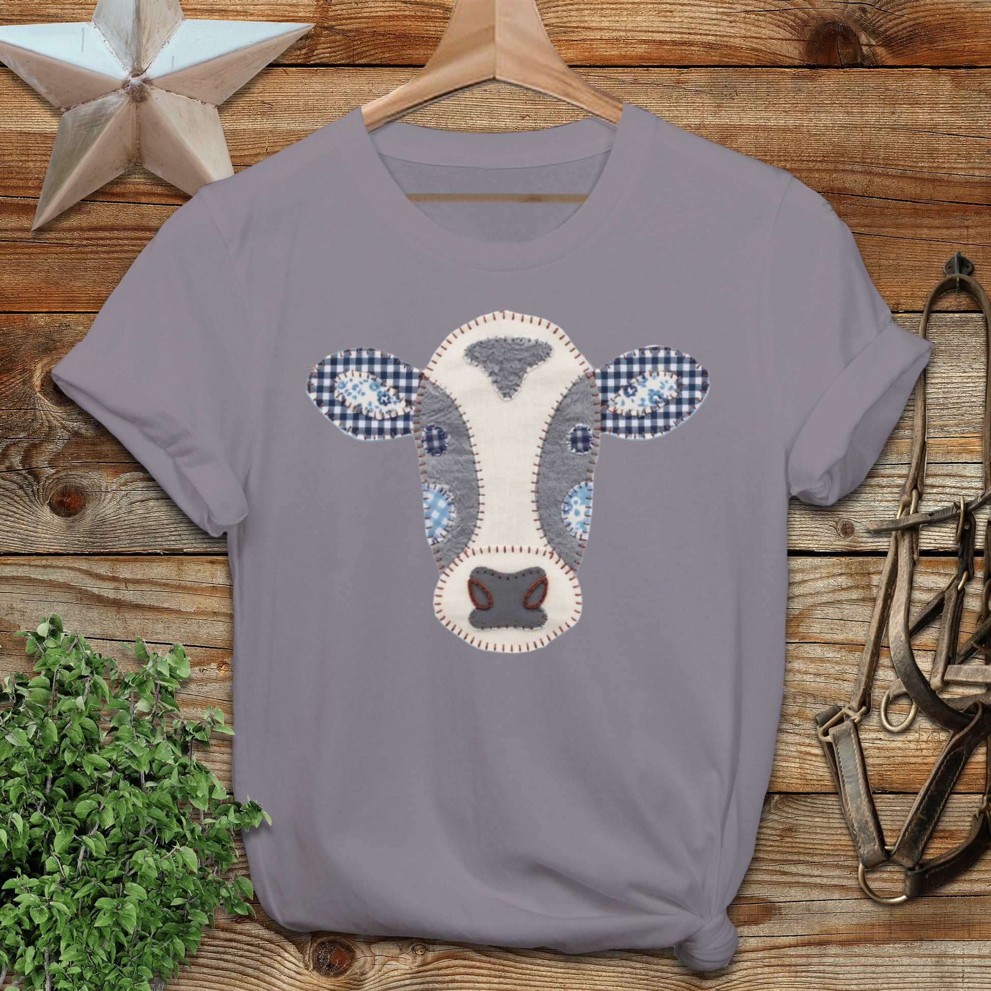 Faux Patchwork Cow Softstyle Tee