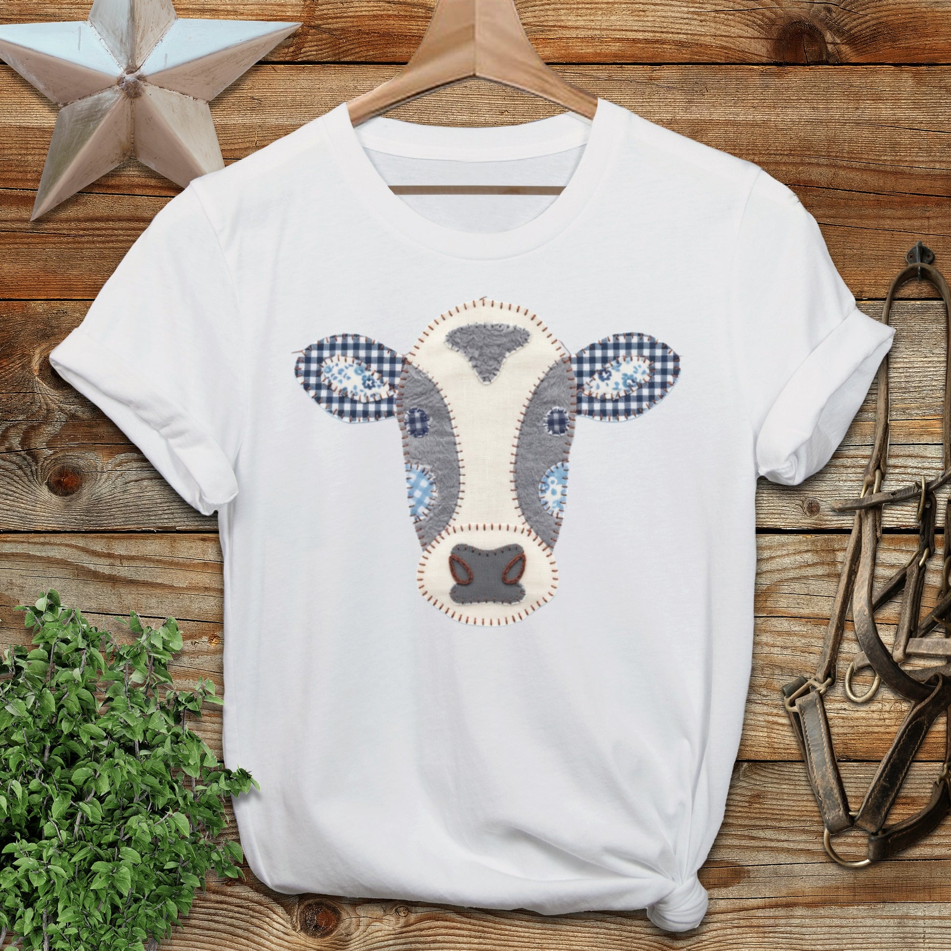 Faux Patchwork Cow Softstyle Tee