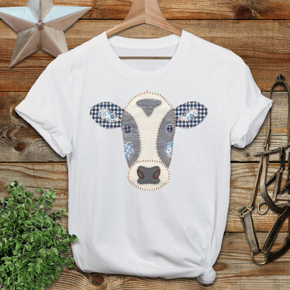 Faux Patchwork Cow Softstyle Tee