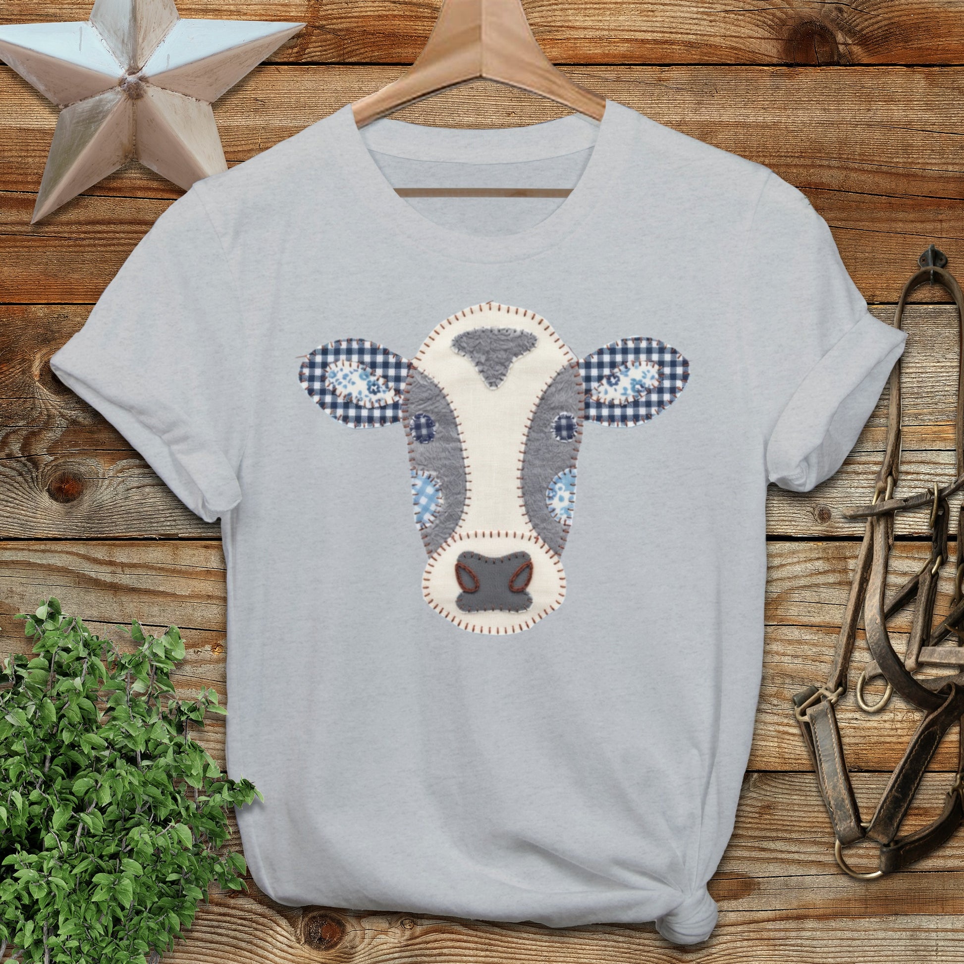 Faux Patchwork Cow Softstyle Tee