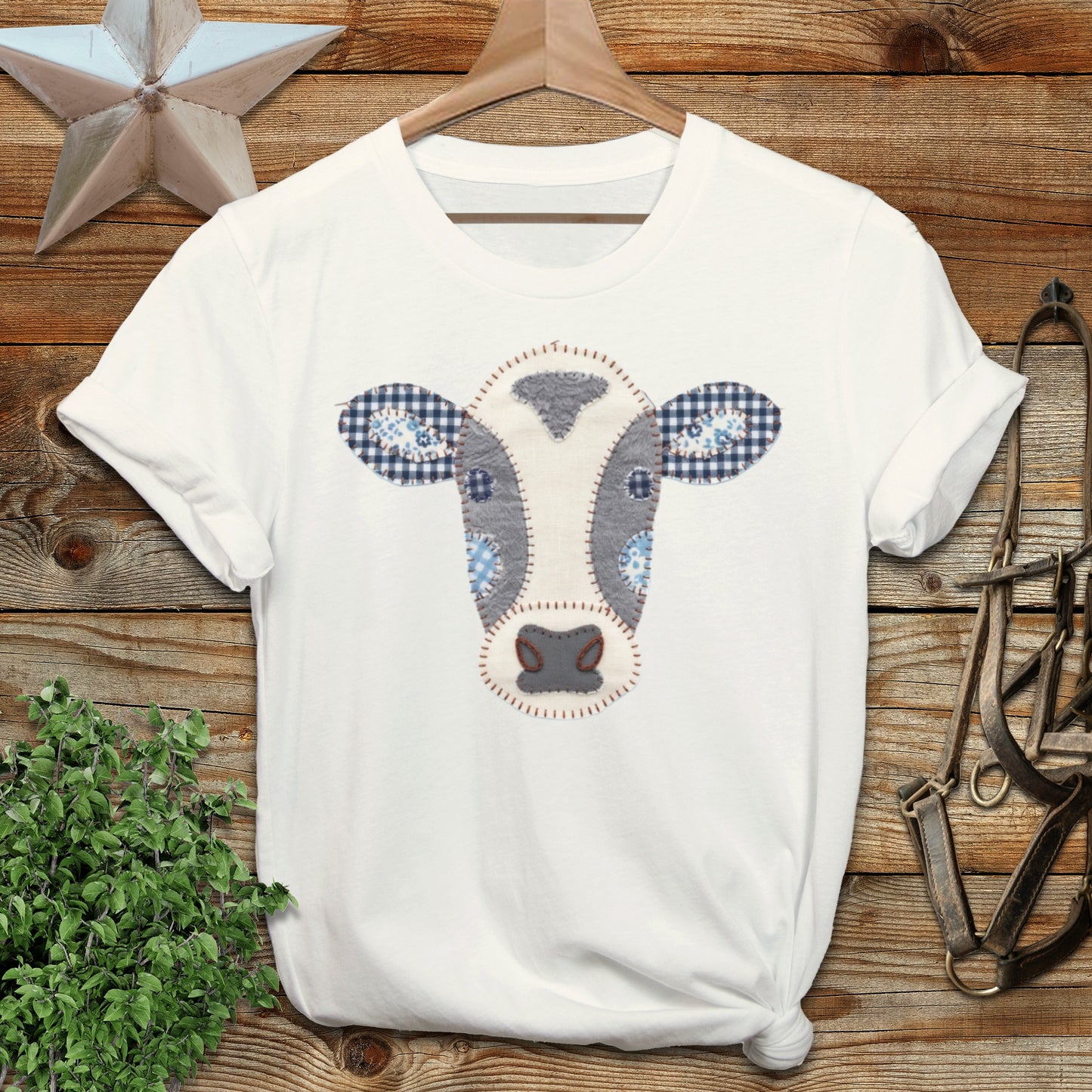 Faux Patchwork Cow Softstyle Tee