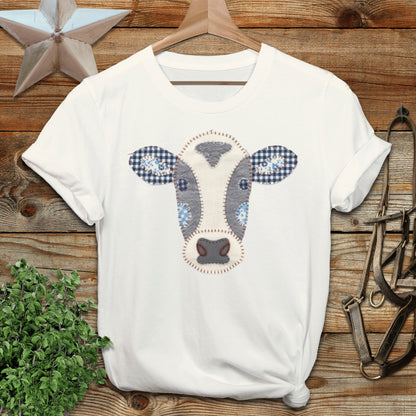 Faux Patchwork Cow Softstyle Tee