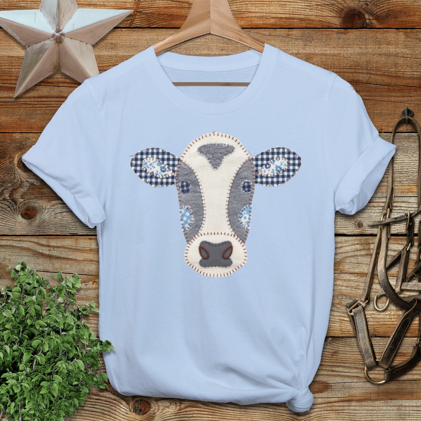 Faux Patchwork Cow Softstyle Tee