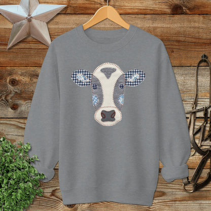 Faux Patchwork Cow Sweatshirt