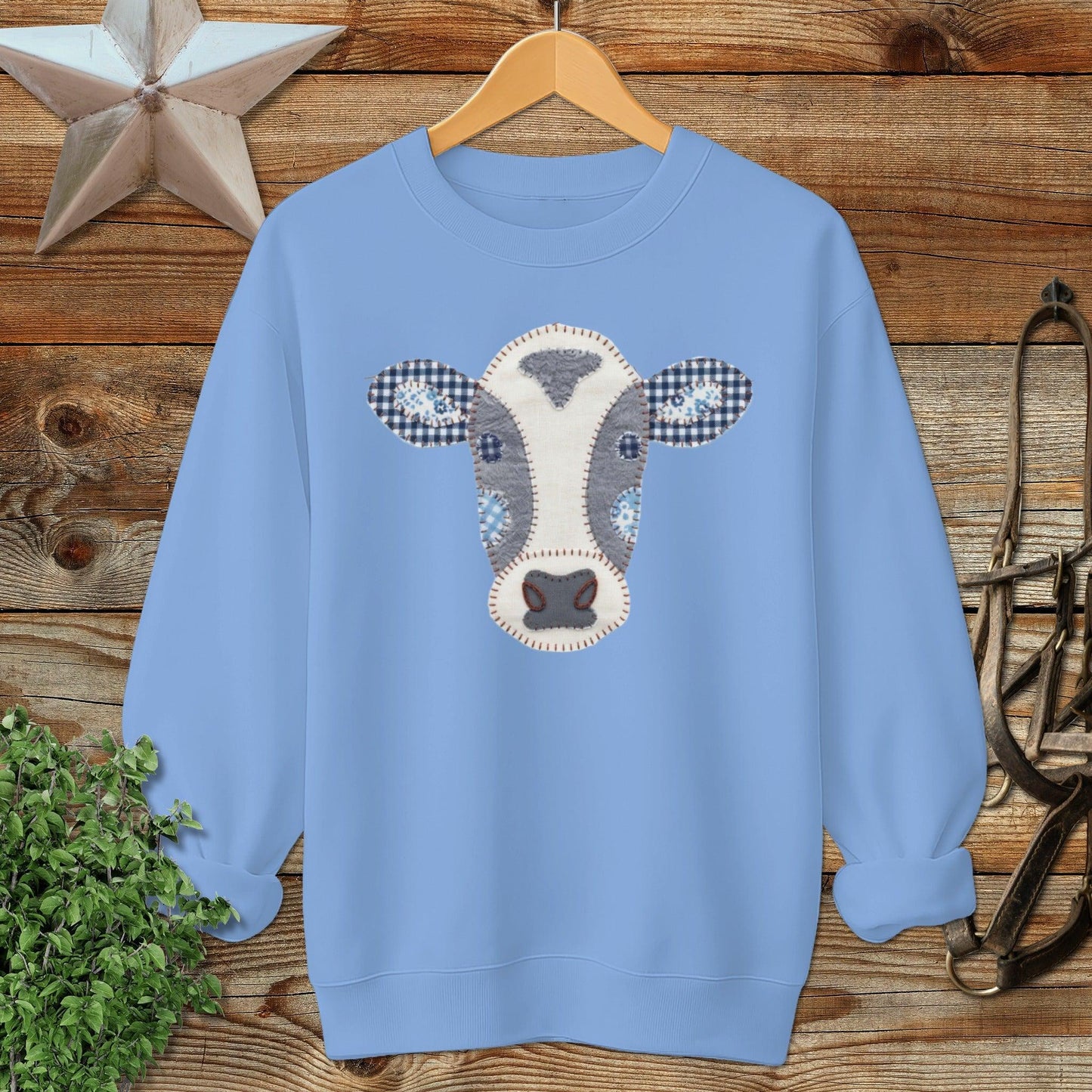 Faux Patchwork Cow Sweatshirt