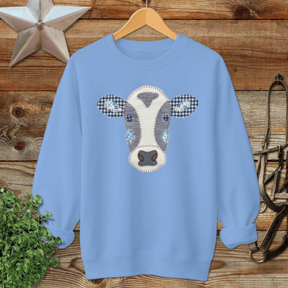 Faux Patchwork Cow Sweatshirt