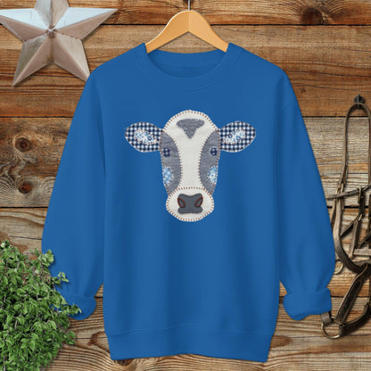 Faux Patchwork Cow Sweatshirt