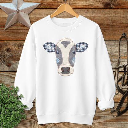 Faux Patchwork Cow Sweatshirt