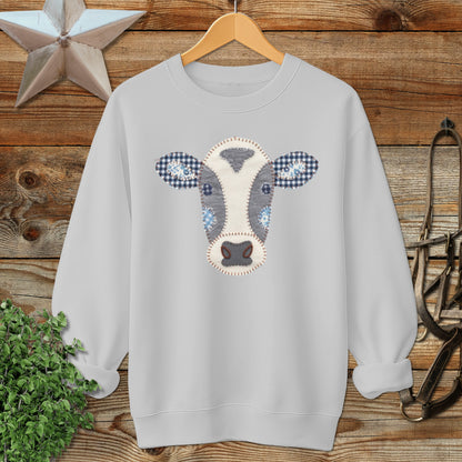 Faux Patchwork Cow Sweatshirt
