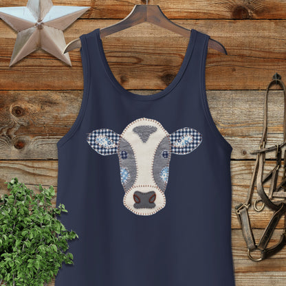 Faux Patchwork Cow Tank Top