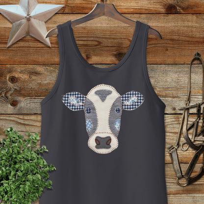 Faux Patchwork Cow Tank Top