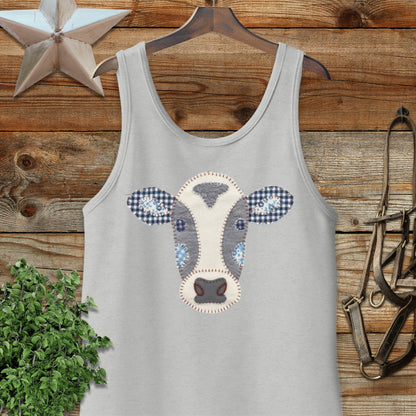 Faux Patchwork Cow Tank Top
