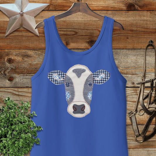 Faux Patchwork Cow Tank Top