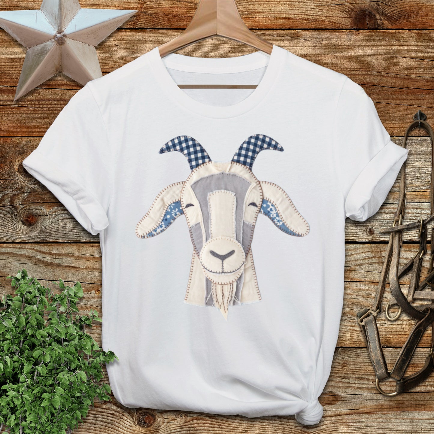 Faux Patchwork Goat Softstyle Tee