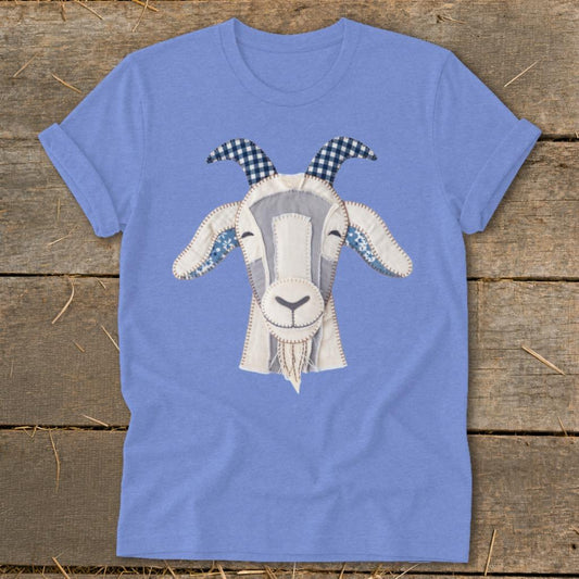 Faux Patchwork Goat Softstyle Tee - Heather Columbia Blue