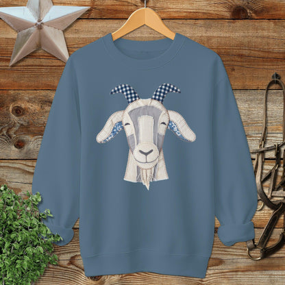 Faux Patchwork Goat Sweatshirt