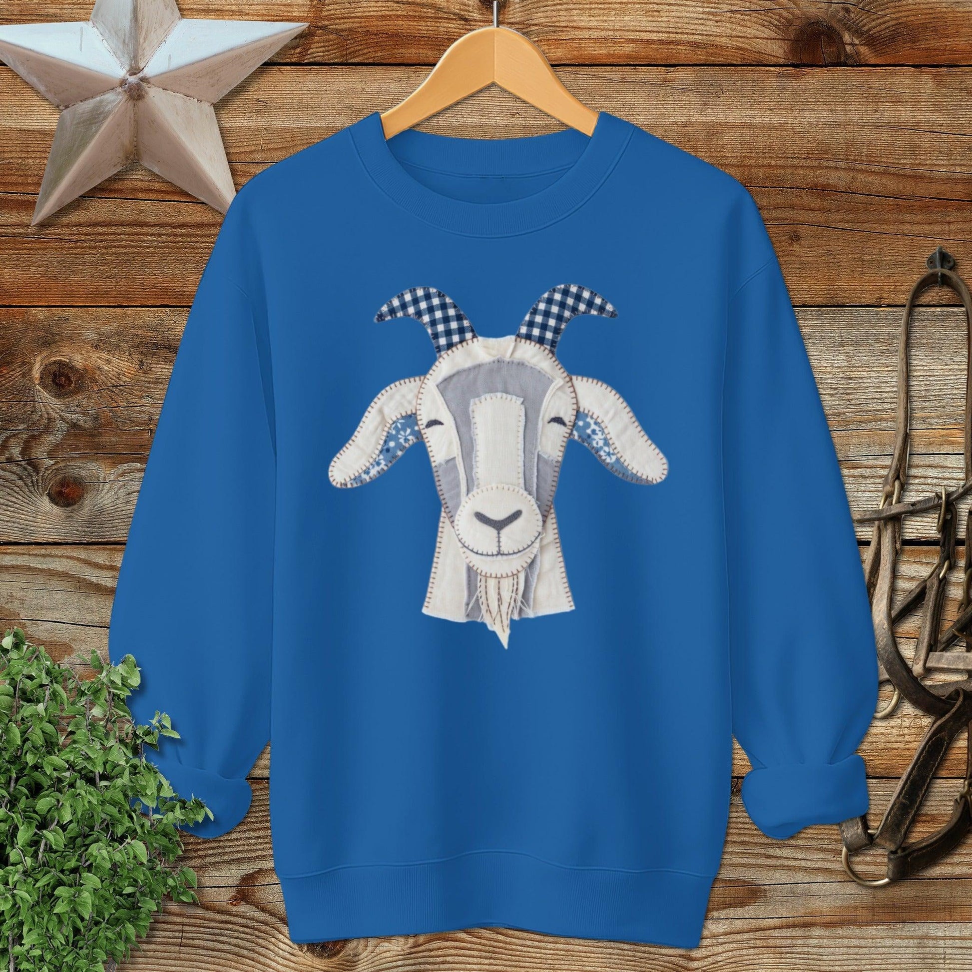 Faux Patchwork Goat Sweatshirt