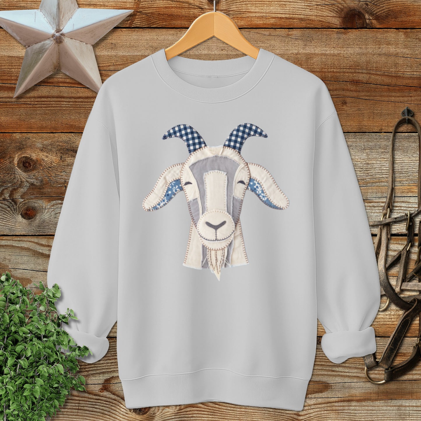 Faux Patchwork Goat Sweatshirt