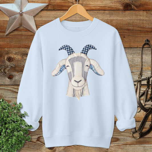 Faux Patchwork Goat Sweatshirt