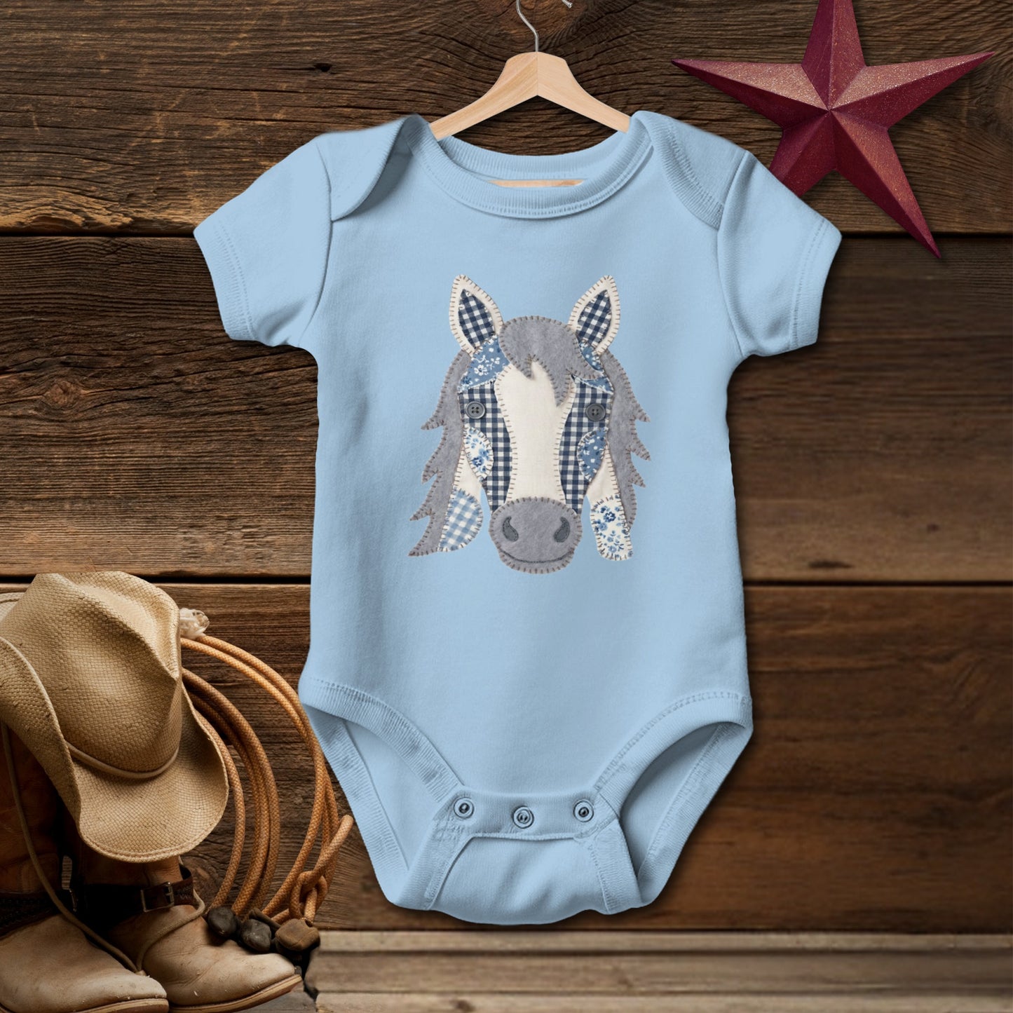 Faux Patchwork Horse Bodysuit (Baby)
