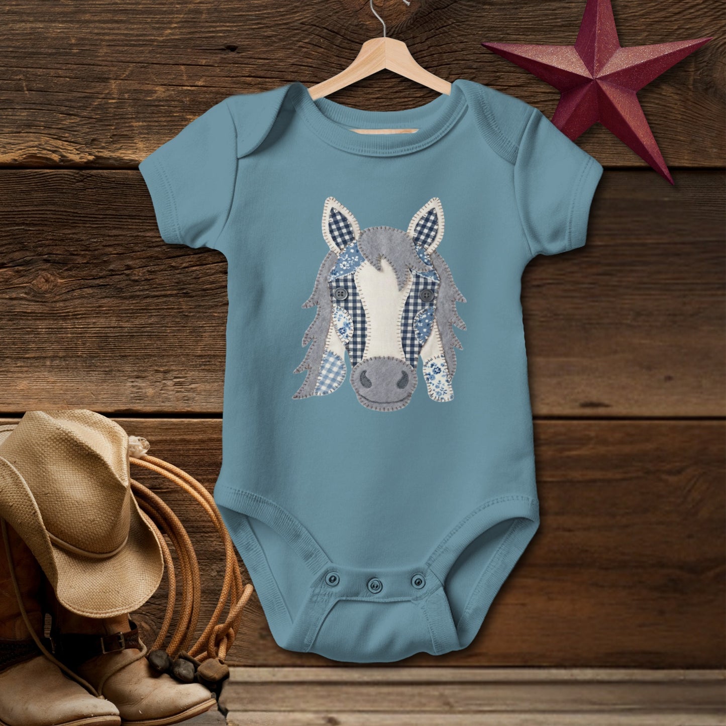 Faux Patchwork Horse Bodysuit (Baby)