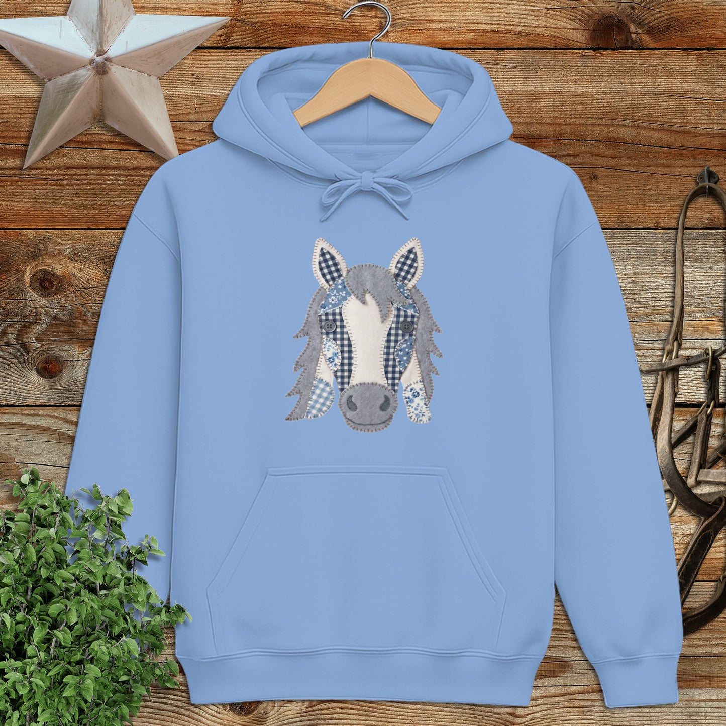 Faux Patchwork Horse Hoodie