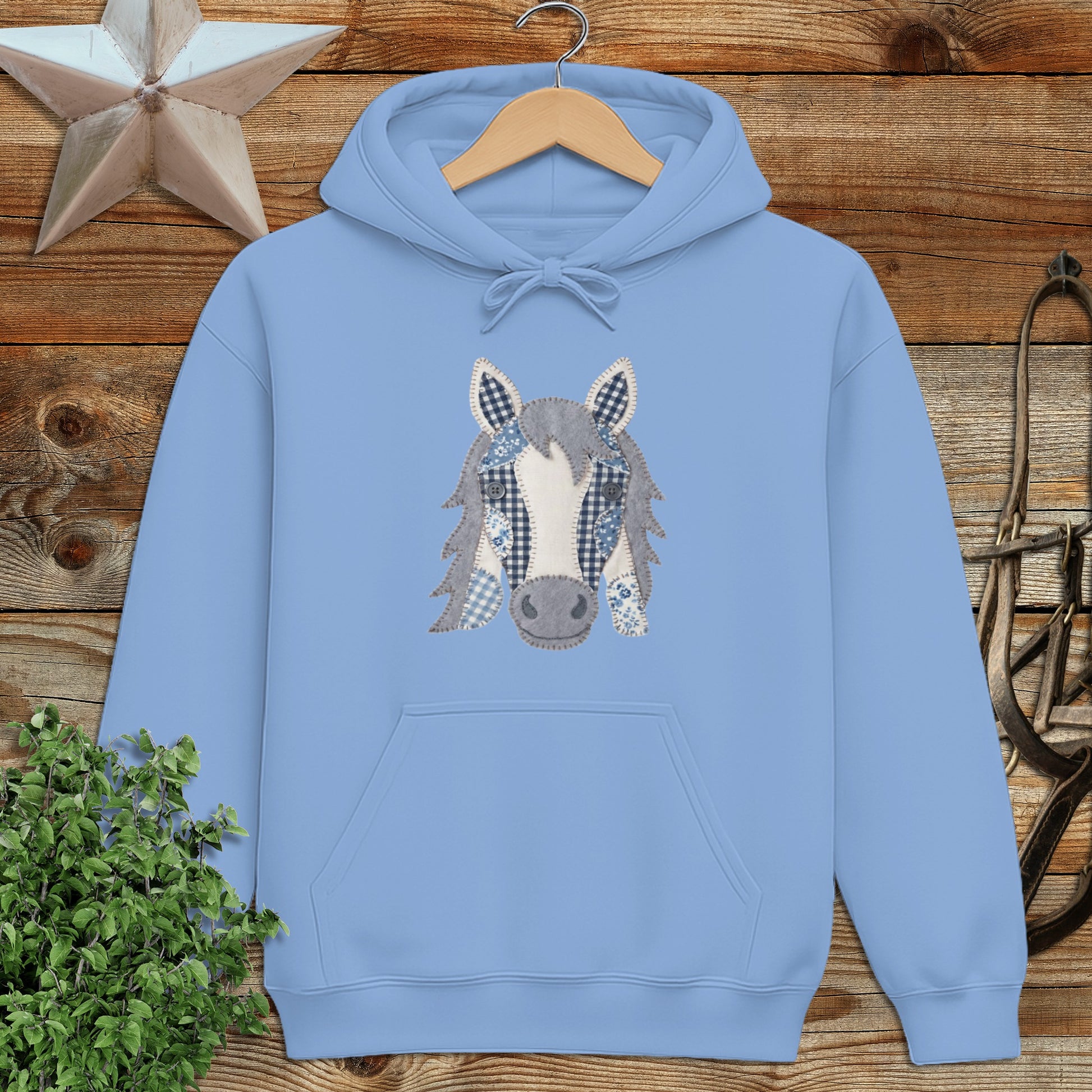Faux Patchwork Horse Hoodie