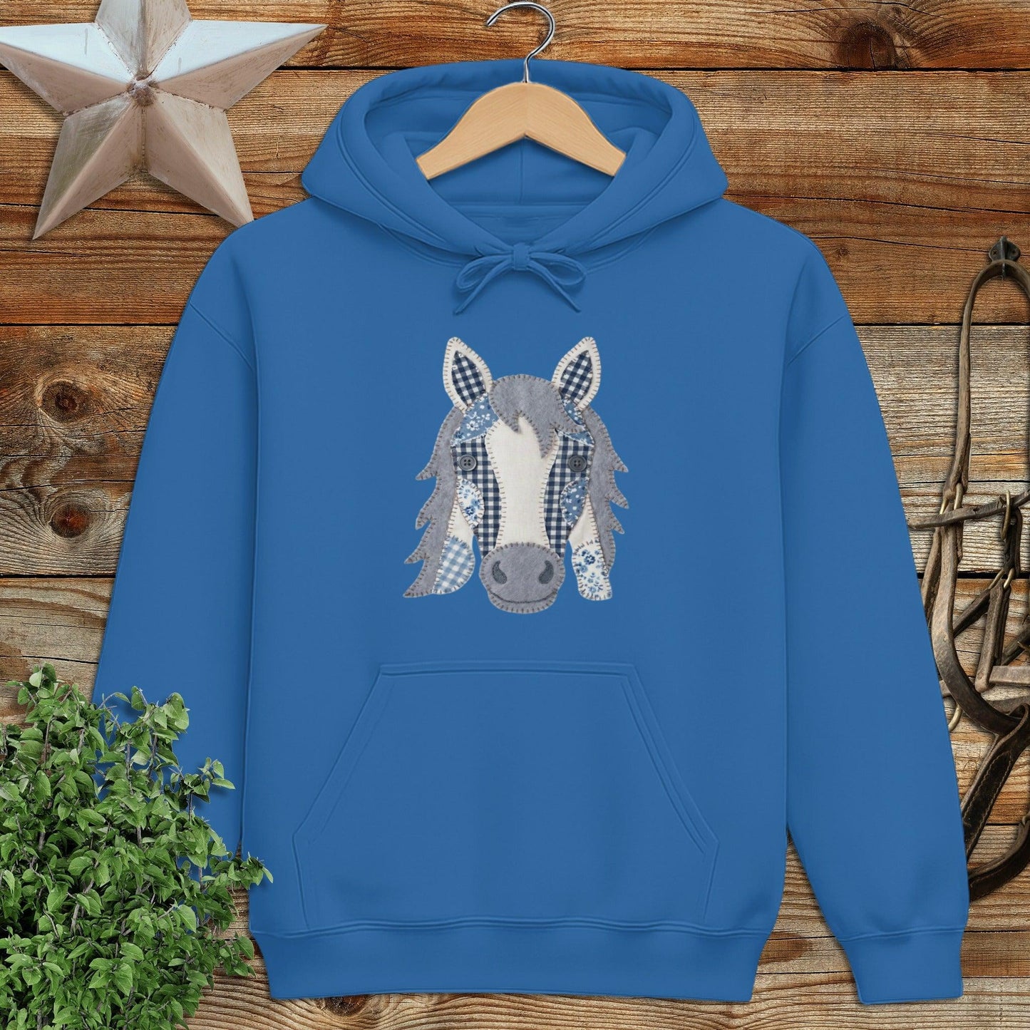 Faux Patchwork Horse Hoodie