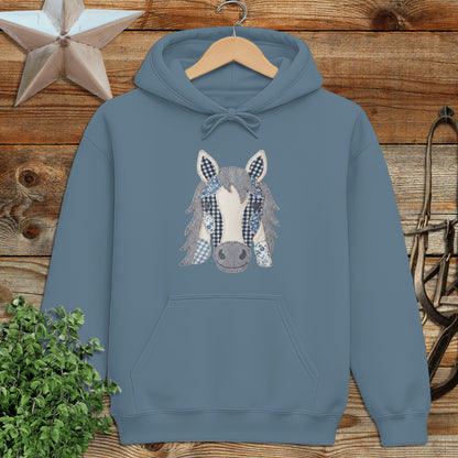 Faux Patchwork Horse Hoodie