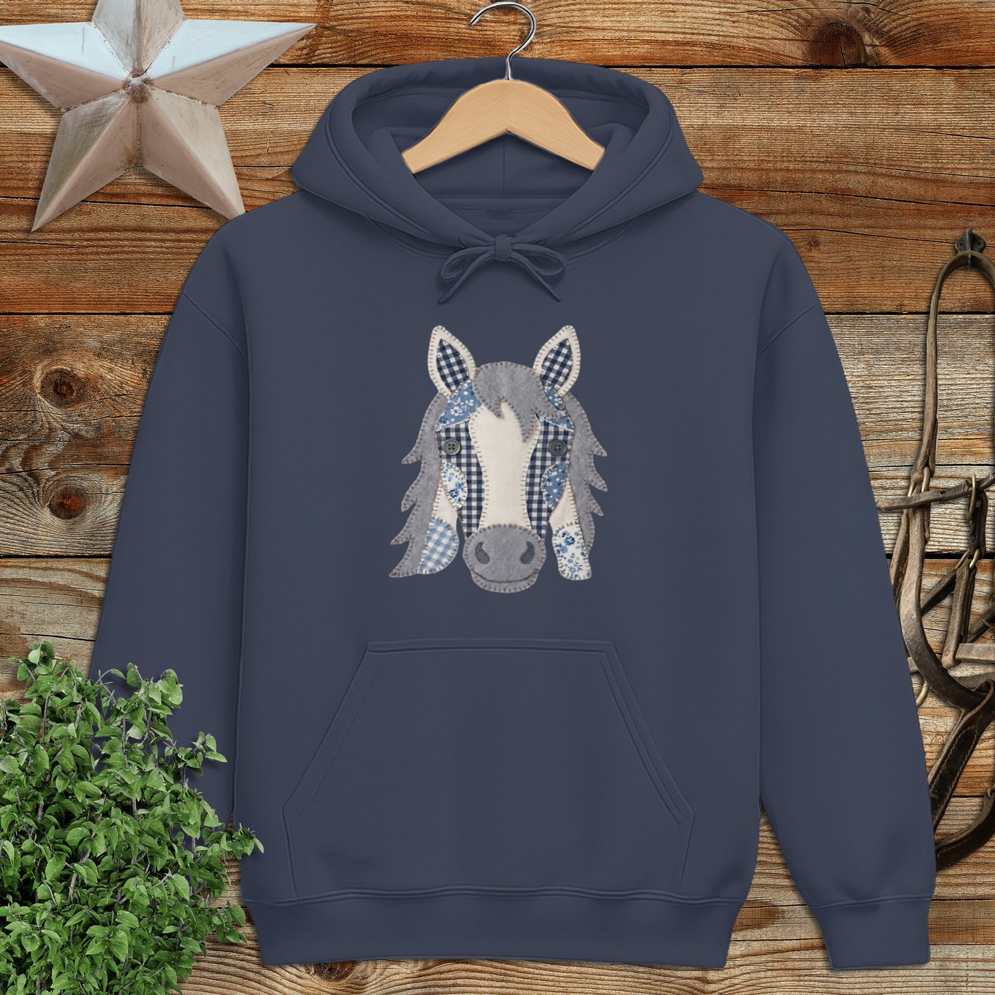 Faux Patchwork Horse Hoodie