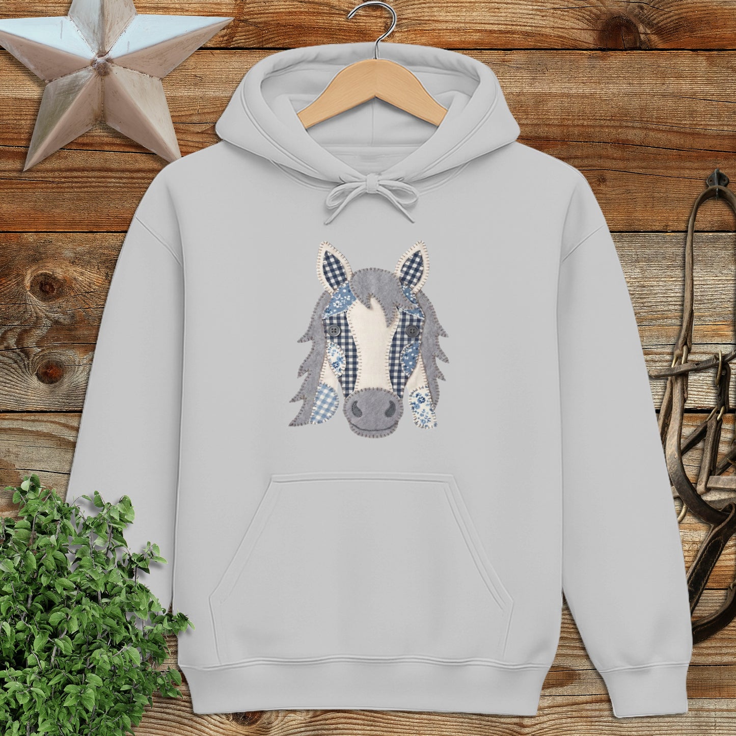 Faux Patchwork Horse Hoodie
