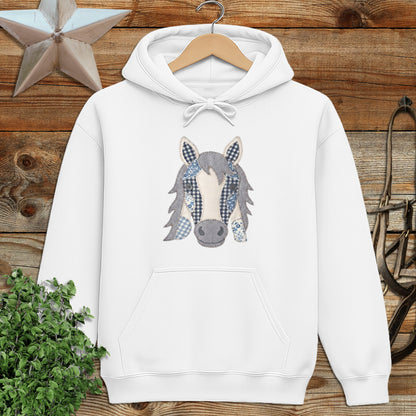 Faux Patchwork Horse Hoodie