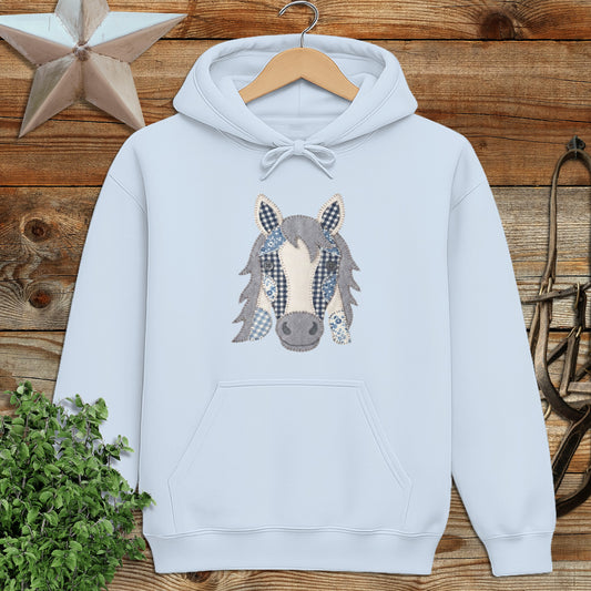 Faux Patchwork Horse Hoodie