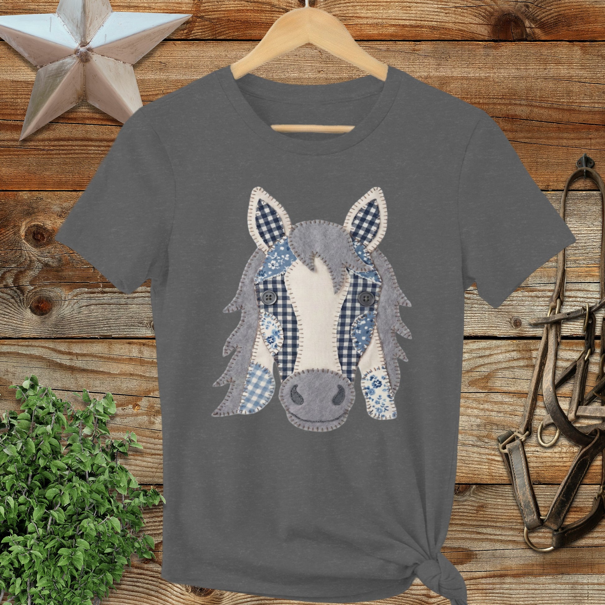 Faux Patchwork Horse Ladies Tee