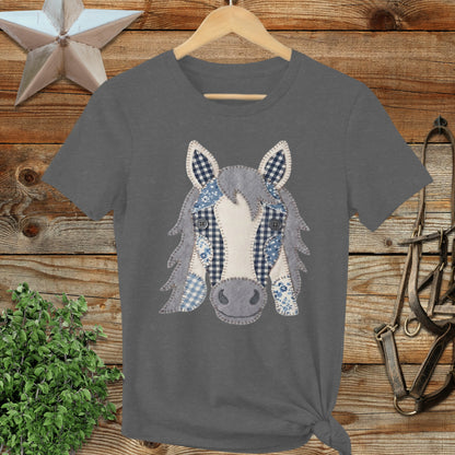 Faux Patchwork Horse Ladies Tee