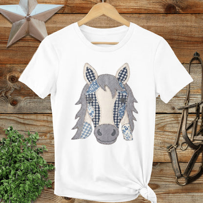 Faux Patchwork Horse Ladies Tee