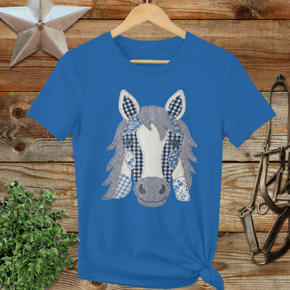 Faux Patchwork Horse Ladies Tee
