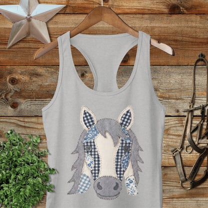 Faux Patchwork Horse Racerback Tank