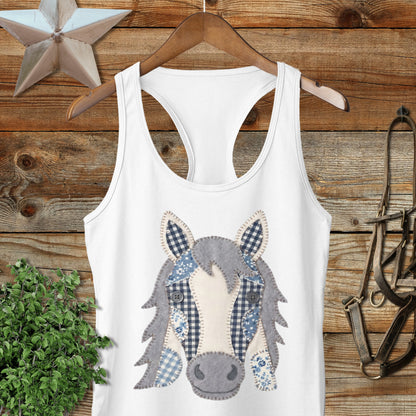 Faux Patchwork Horse Racerback Tank