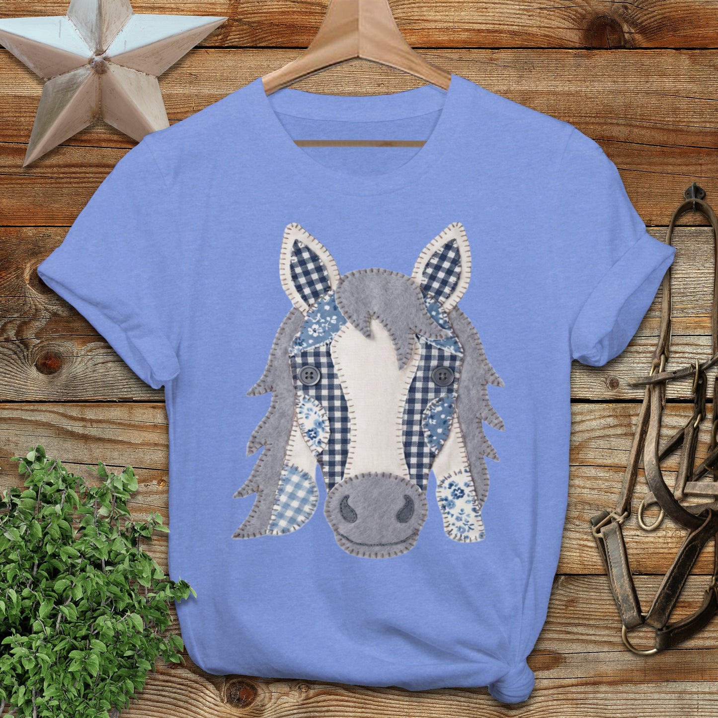 Faux Patchwork Horse Softstyle Tee
