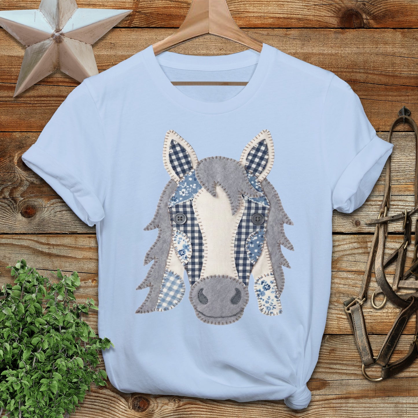 Faux Patchwork Horse Softstyle Tee
