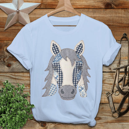 Faux Patchwork Horse Softstyle Tee