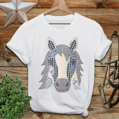Faux Patchwork Horse Softstyle Tee