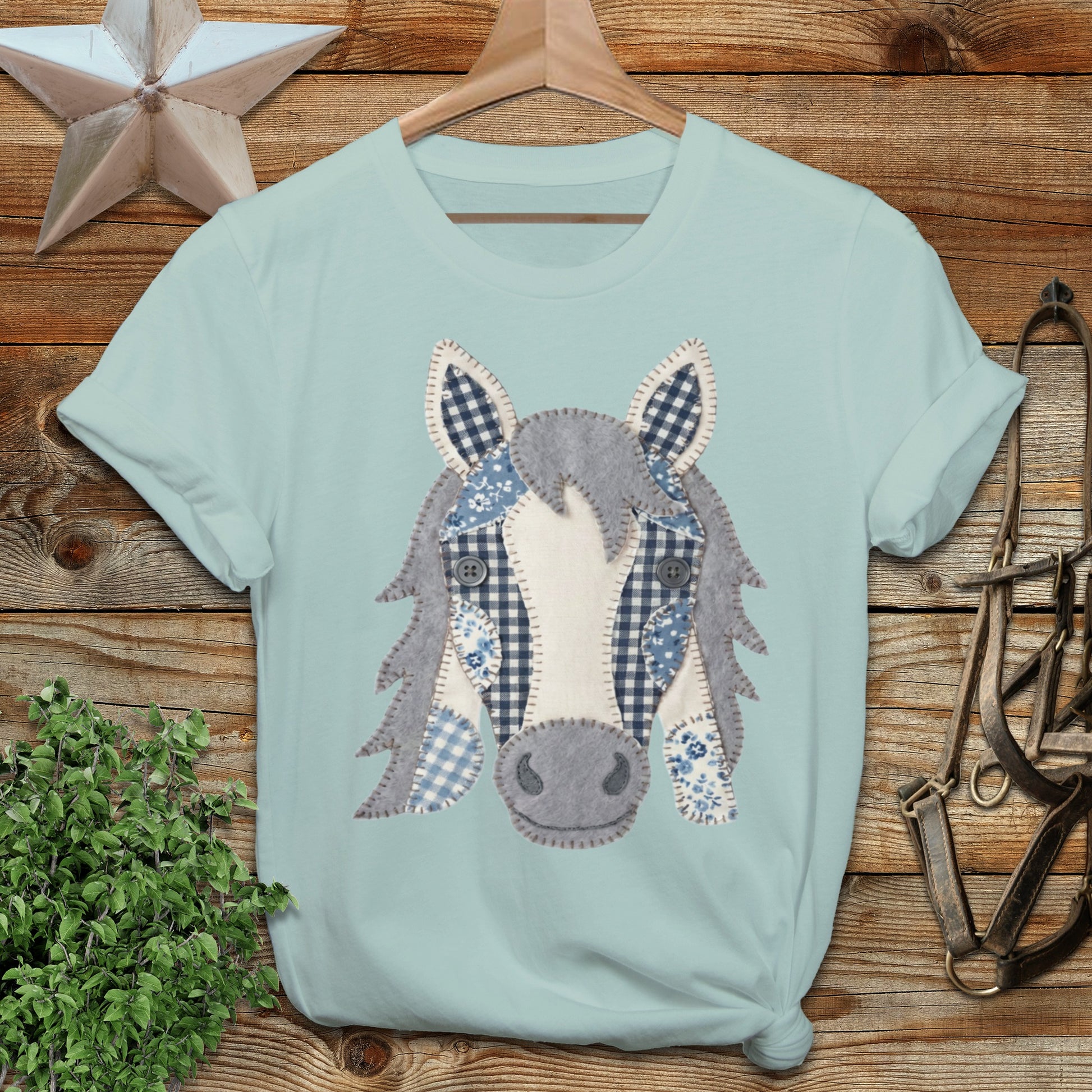 Faux Patchwork Horse Softstyle Tee