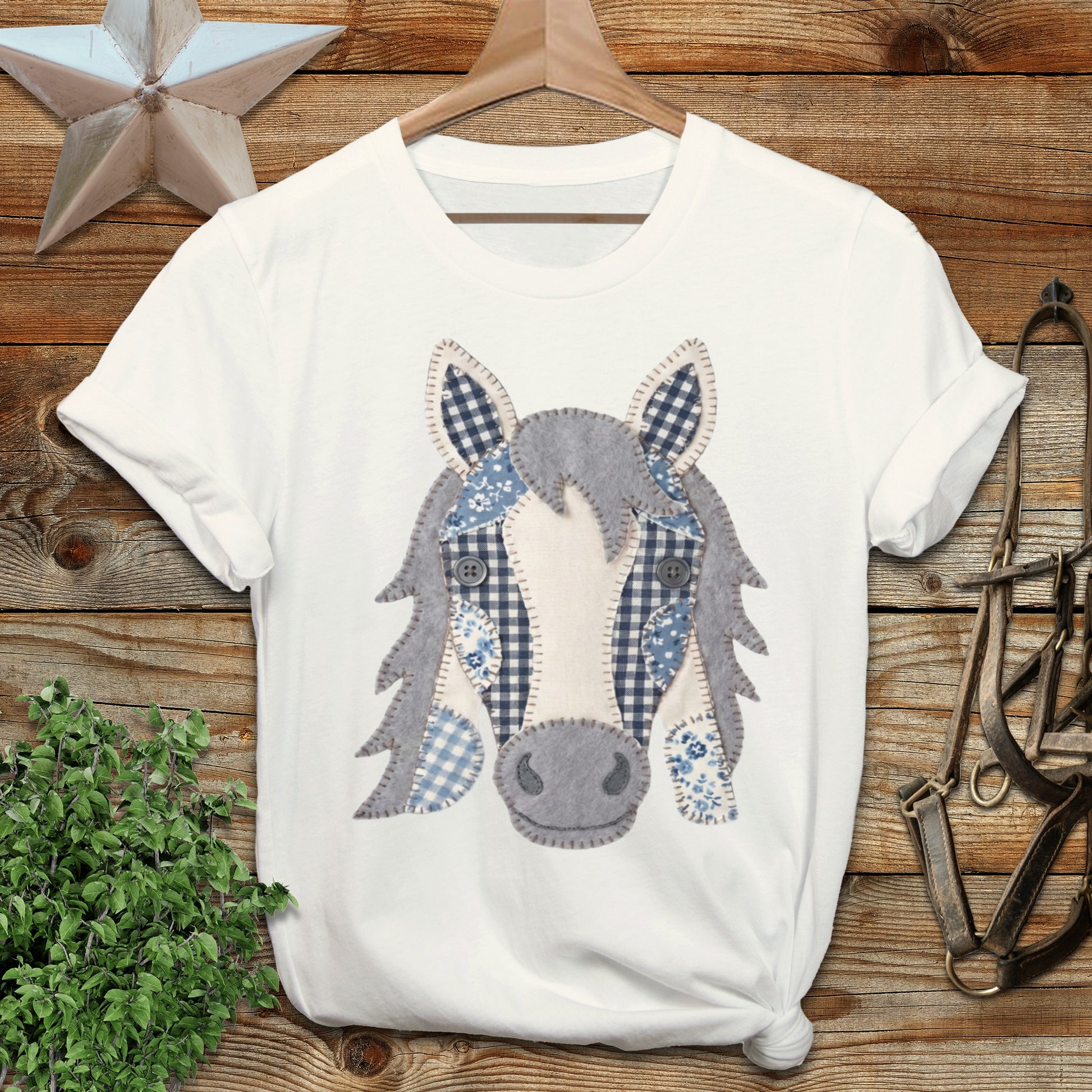 Faux Patchwork Horse Softstyle Tee