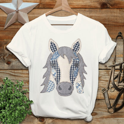 Faux Patchwork Horse Softstyle Tee