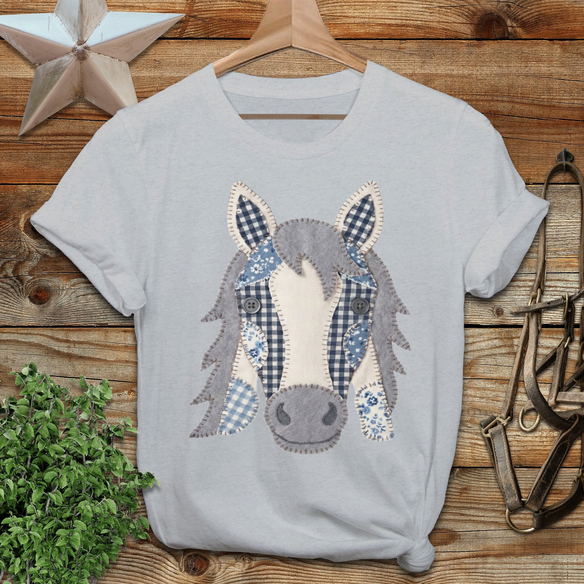 Faux Patchwork Horse Softstyle Tee