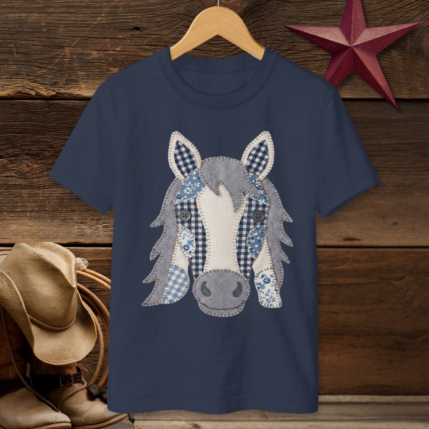 Faux Patchwork Horse T-shirt (Youth)