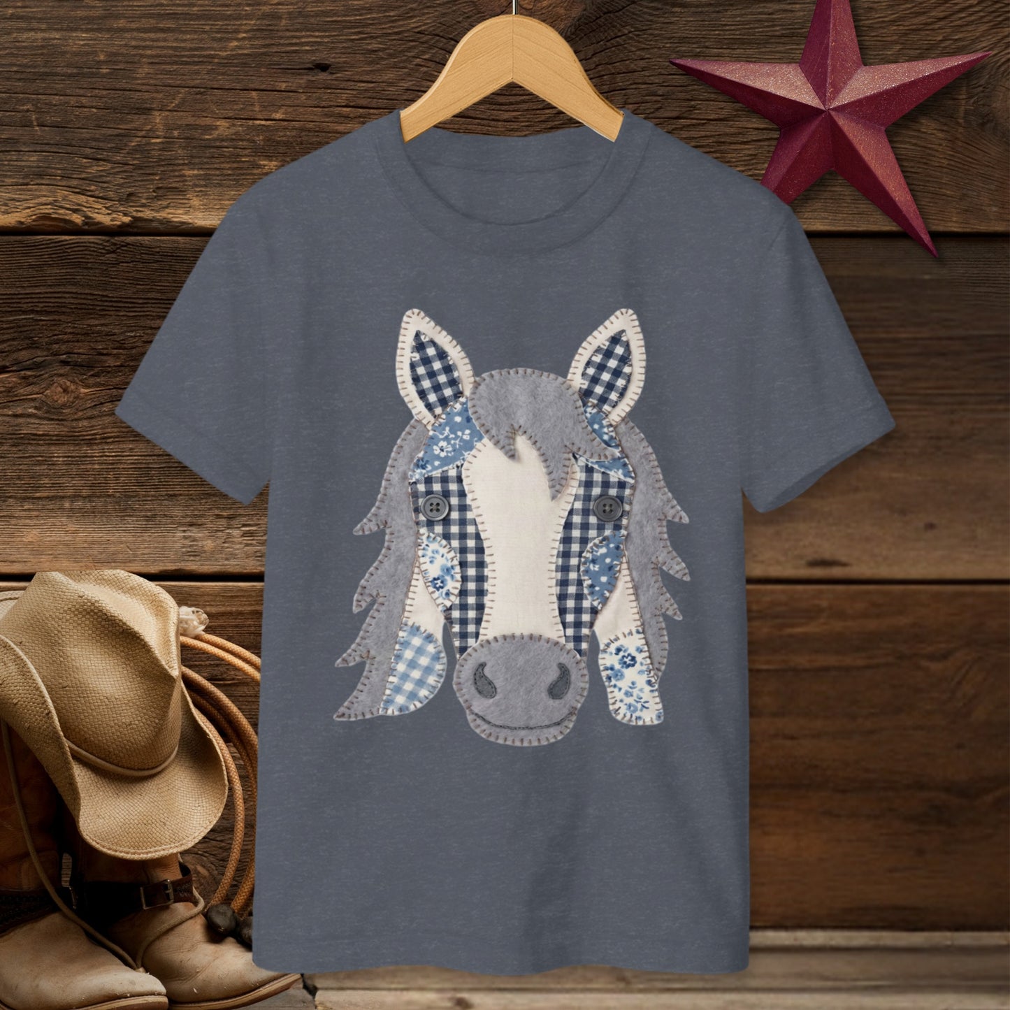 Faux Patchwork Horse T-shirt (Youth)
