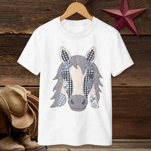 Faux Patchwork Horse T-shirt (Youth)